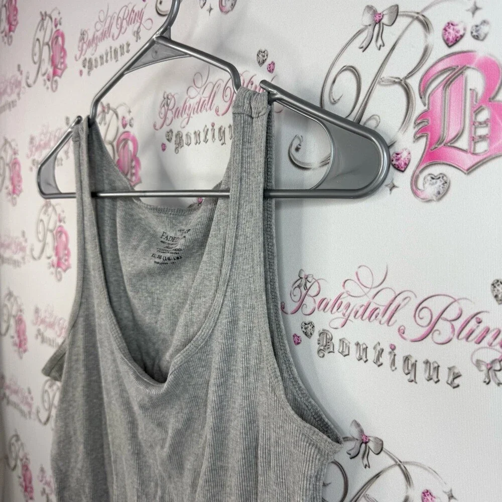 Faded Glory tank top swoop neck ribbed shirt Light Gray Women's Tank Top